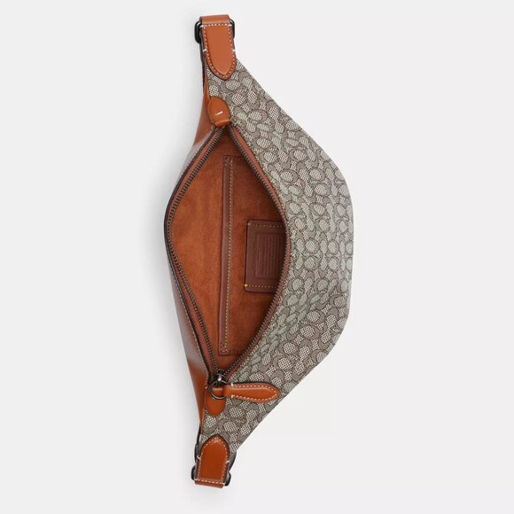 🥰 Coach Charter Belt Bag 7 In Micro Signature Jacquard Cocoa/Burnished Amber - Picture 3 of 11